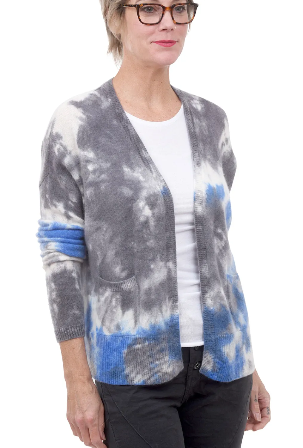 Cheap Evie Lou Cashmere Pocket Cardie, Blue