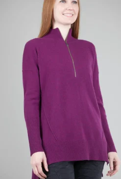 Online Evie Lou Cashmere Zip Mock Tunic, Black Cherry