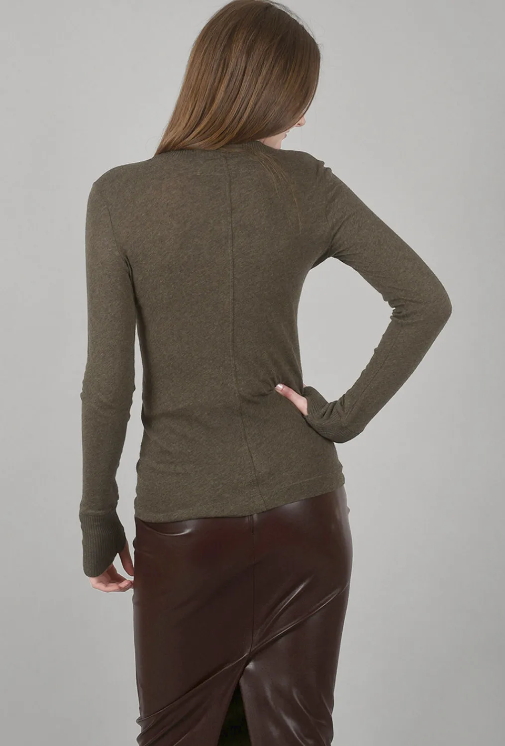 Best Sale Evie Lou Cashmere-Blend Easy Cuffed Crew, Olive Drab