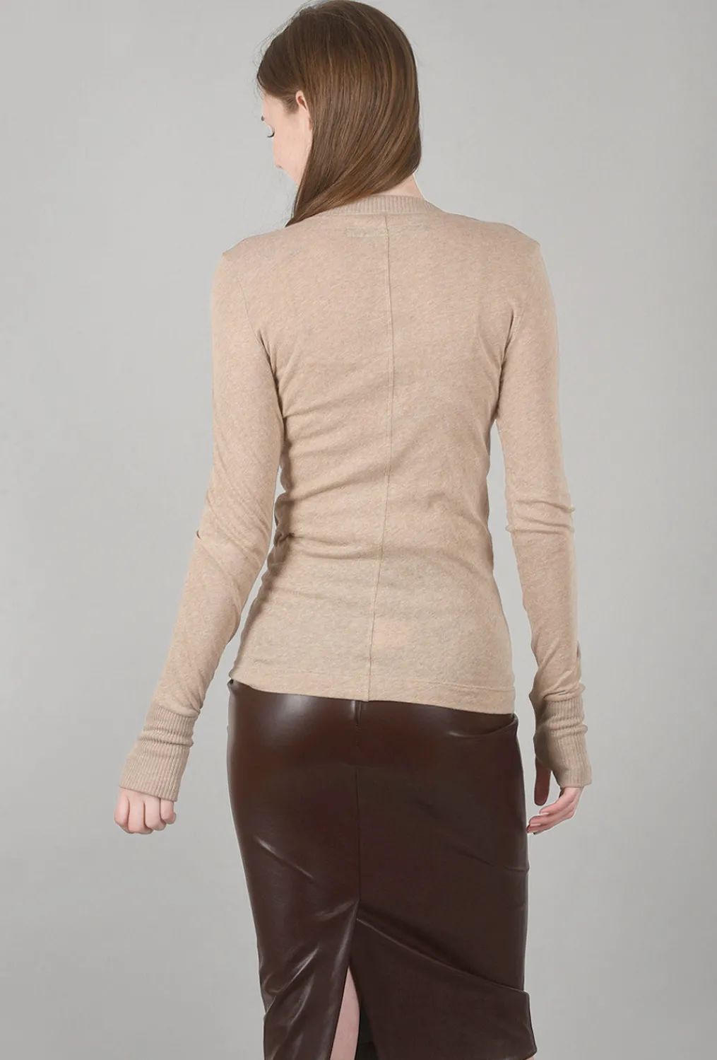 Best Sale Evie Lou Cashmere-Blend Easy Cuffed Tee, Khaki