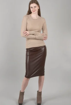 Best Sale Evie Lou Cashmere-Blend Easy Cuffed Tee, Khaki
