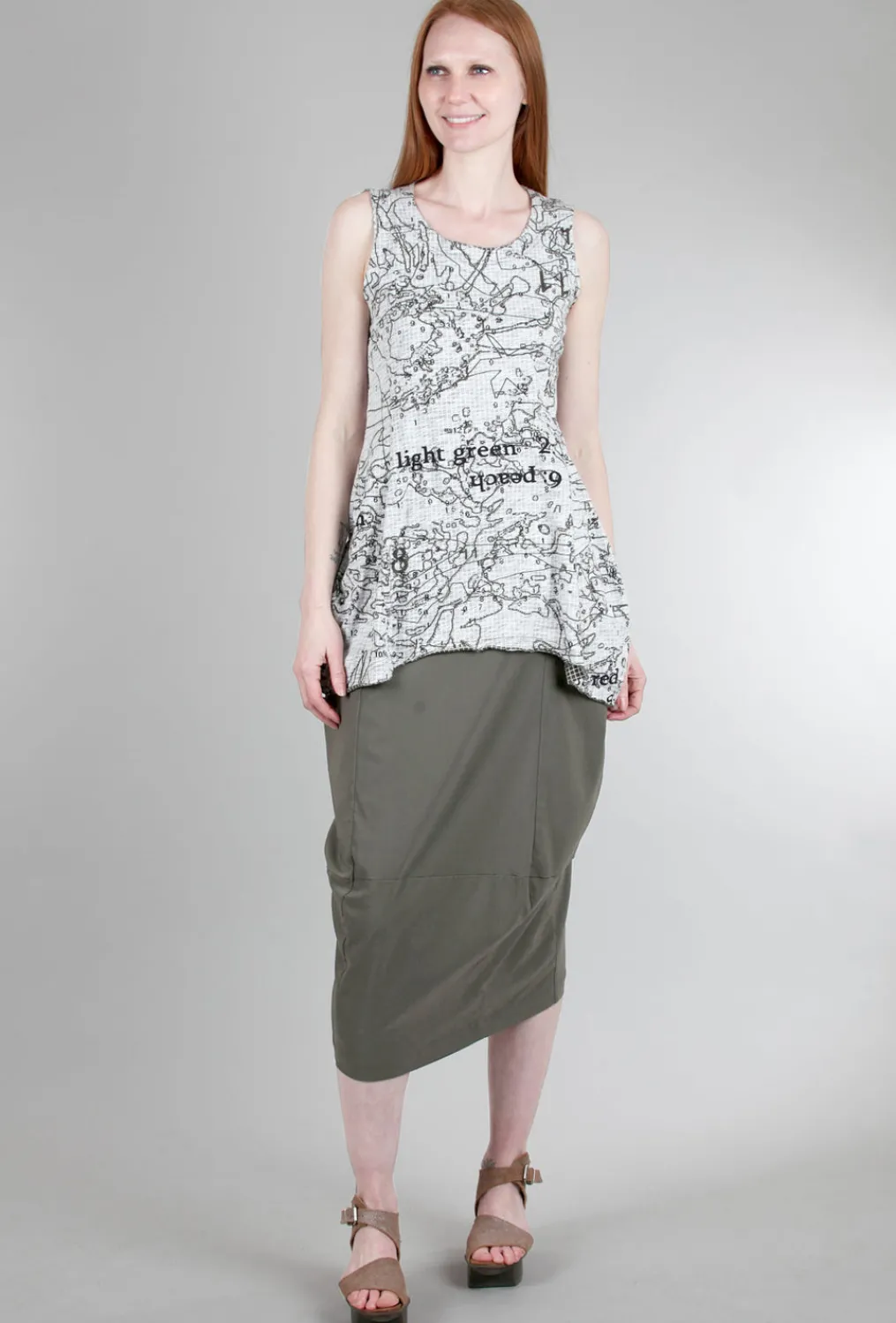 Discount Evie Lou Check Pbn Tank, Olive Print