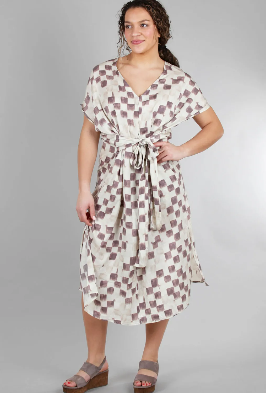Store Evie Lou Checkered Sateen Midi Dress, Wisteria