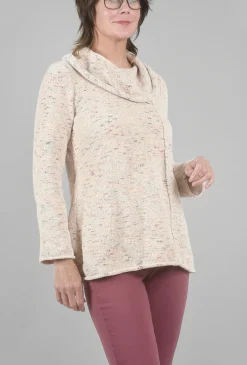 New Evie Lou Chenille Cowl Sweater, Stone