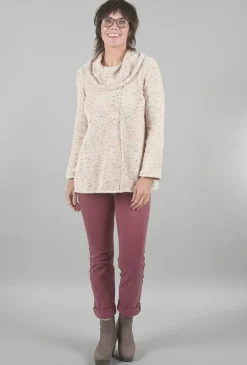 New Evie Lou Chenille Cowl Sweater, Stone
