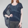 Clearance Evie Lou Chiffon Asym Cocoon Tunic, Teal Indigo