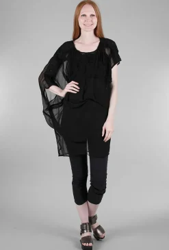 Store Evie Lou Chiffon Asym Cocoon Tunic, Black