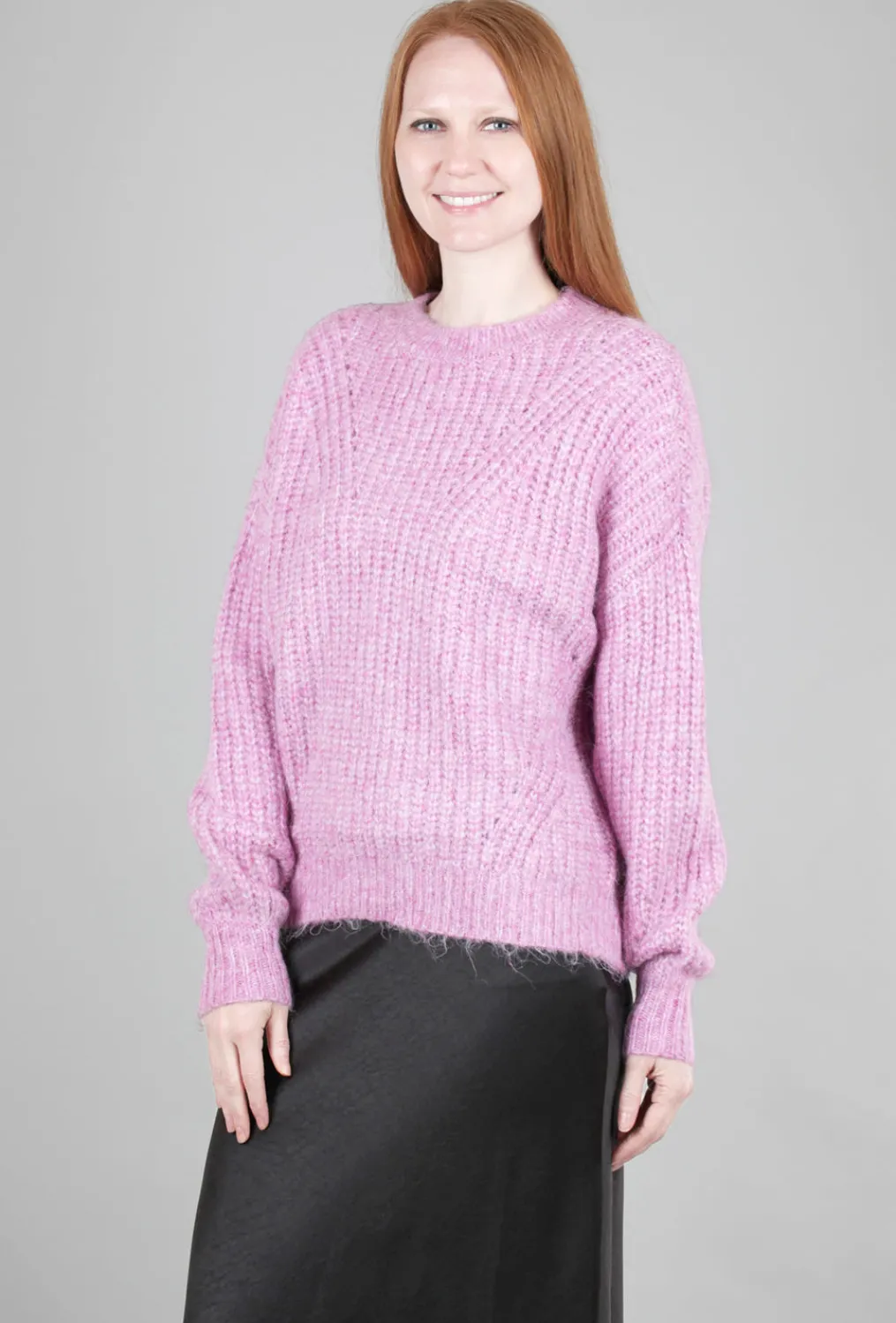 Clearance Evie Lou Chunky Ribbed Pullover, Freesia Pink
