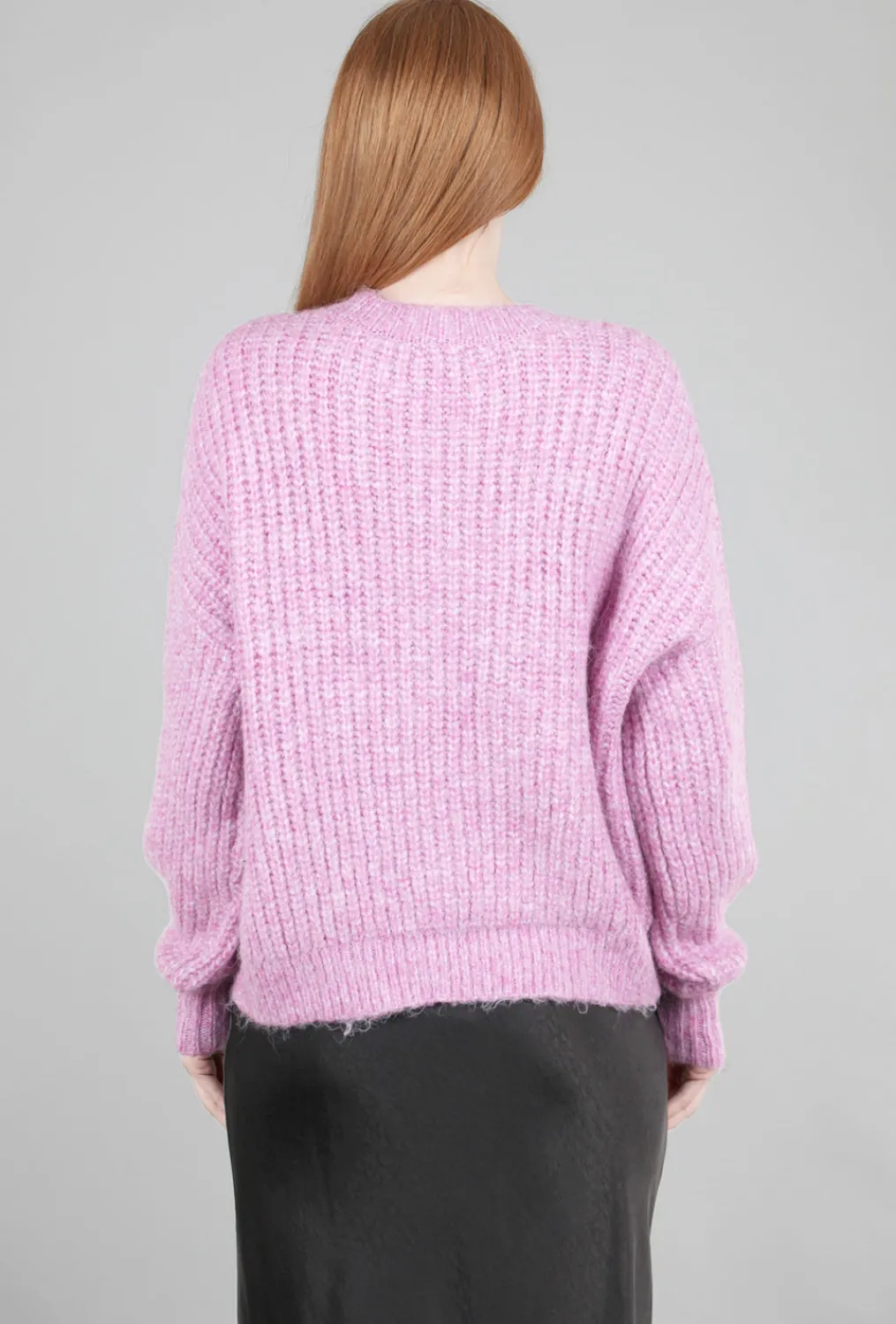 Clearance Evie Lou Chunky Ribbed Pullover, Freesia Pink