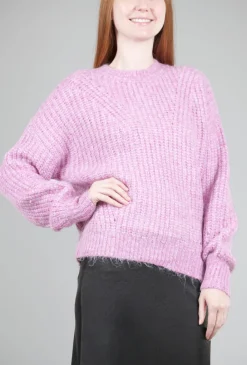 Clearance Evie Lou Chunky Ribbed Pullover, Freesia Pink