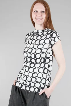 Hot Evie Lou Circle Grid Top, Ivory/Black