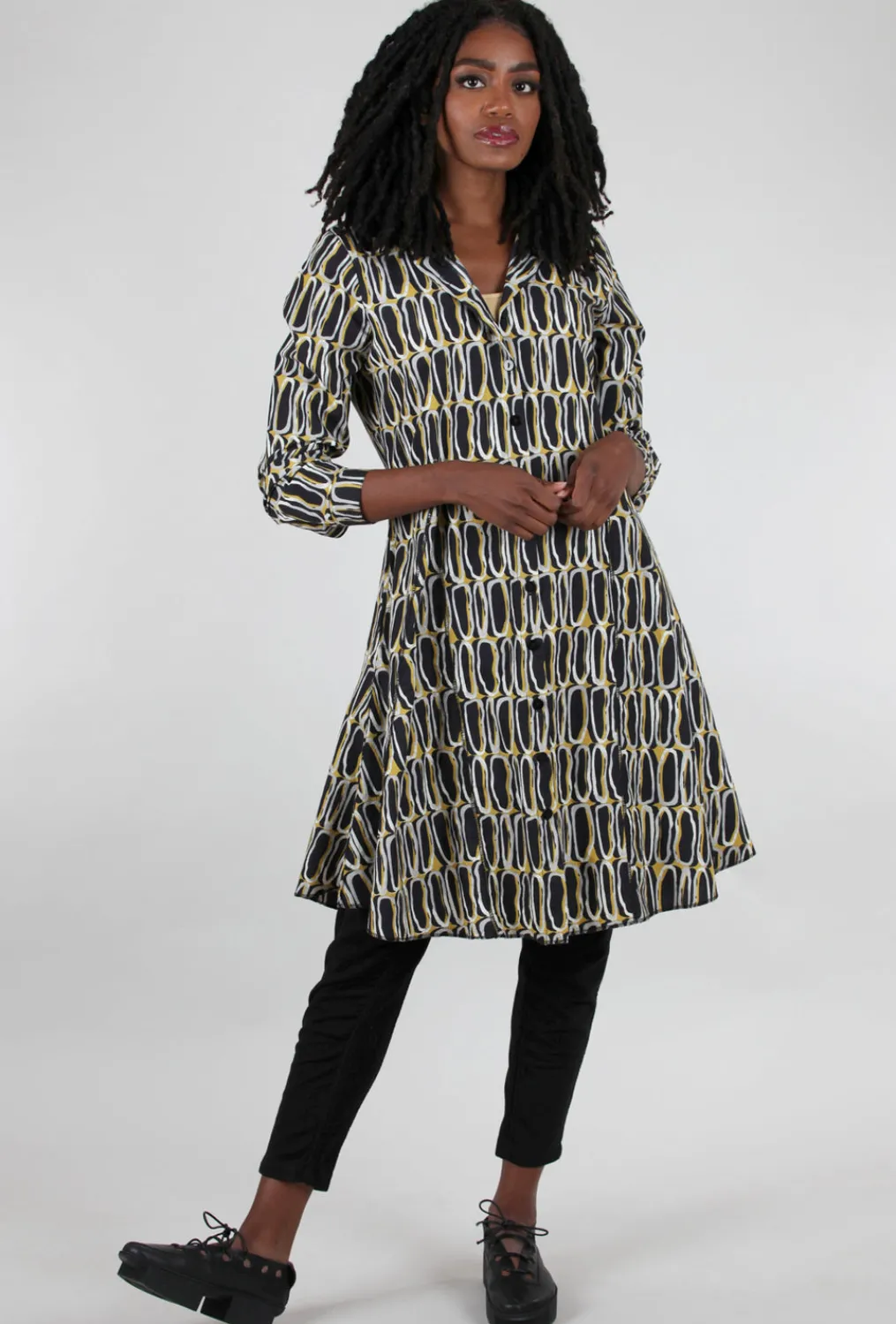 Shop Evie Lou Collins Dress, Black/Olive Oil