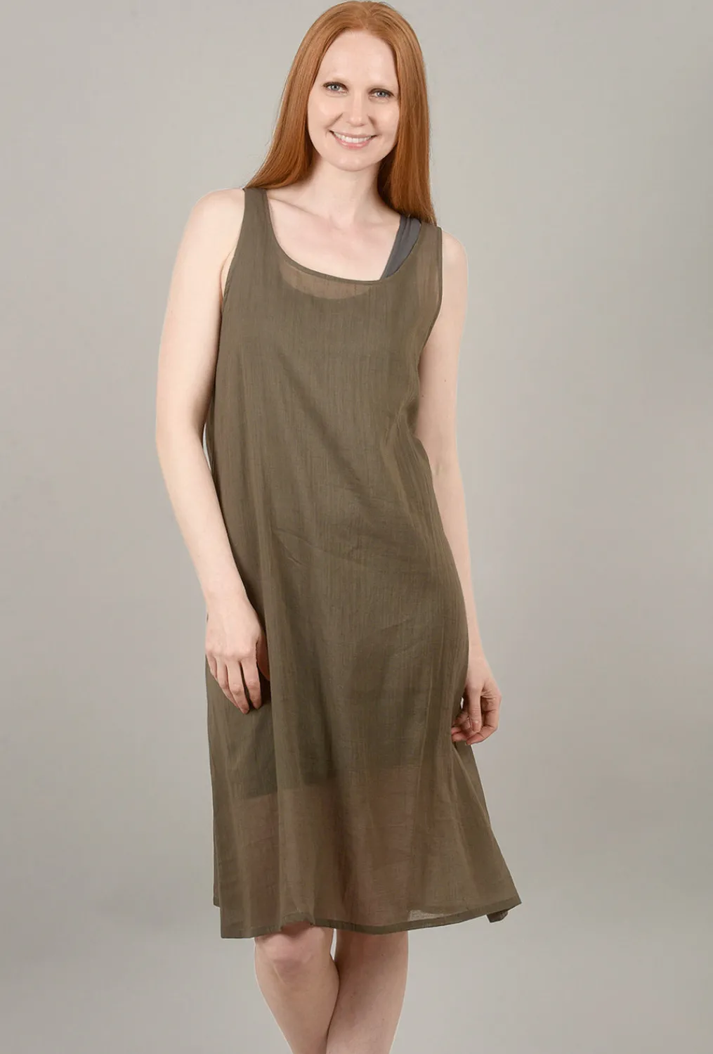New Evie Lou Cotton Lawn Slip, Dark Taupe