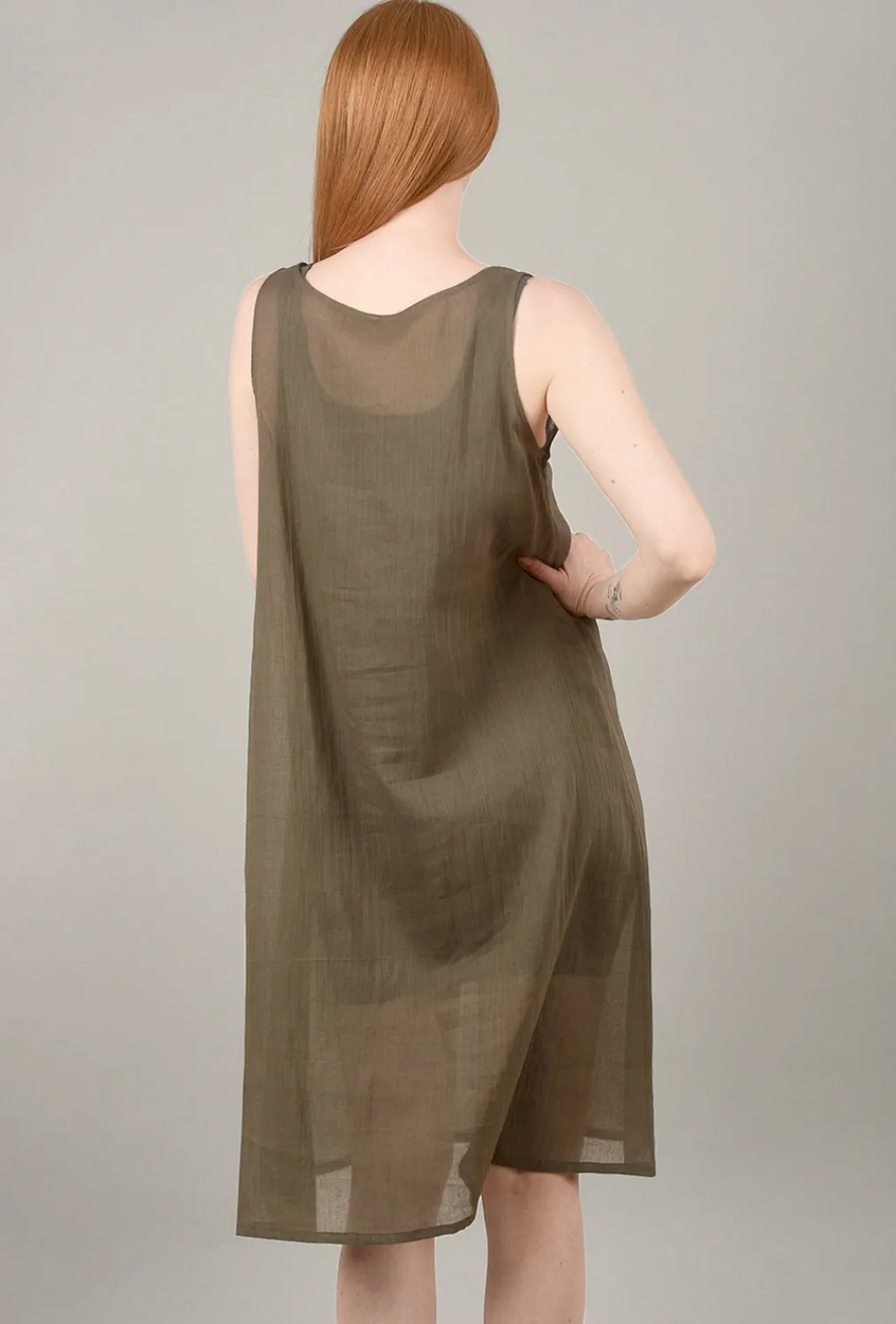 New Evie Lou Cotton Lawn Slip, Dark Taupe