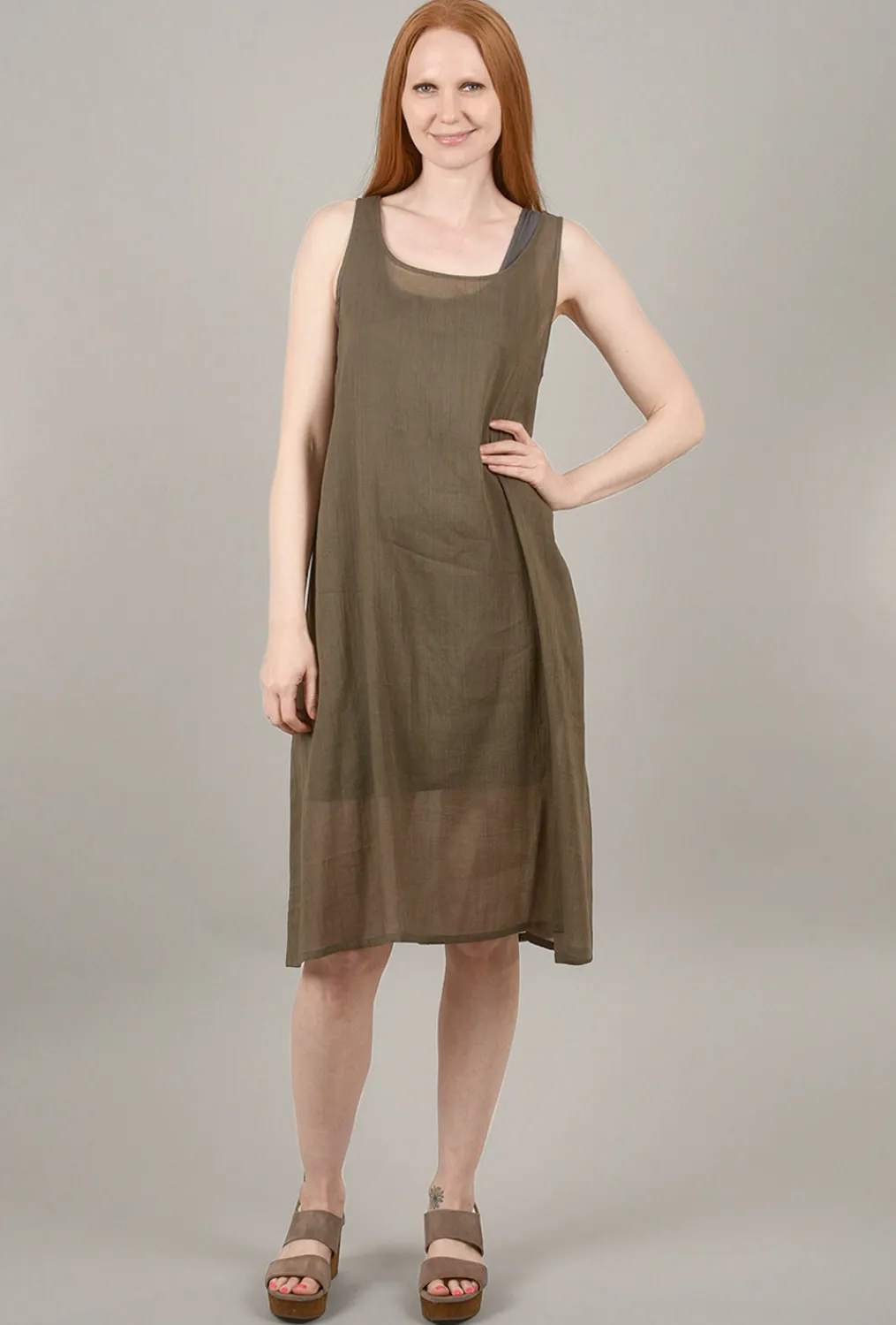 New Evie Lou Cotton Lawn Slip, Dark Taupe