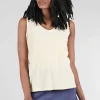 Outlet Evie Lou Cotton Linen Vee Tank, Eggcream