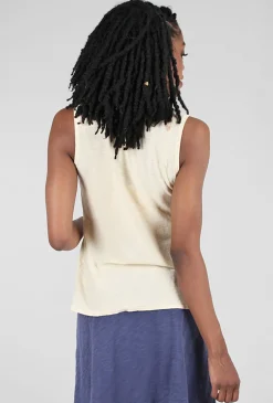Outlet Evie Lou Cotton Linen Vee Tank, Eggcream