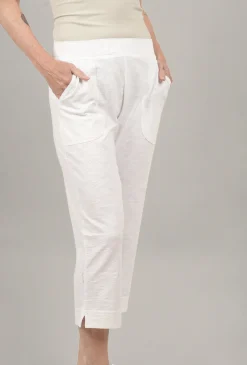Clearance Evie Lou Cotton Slub Pocket Capri, White