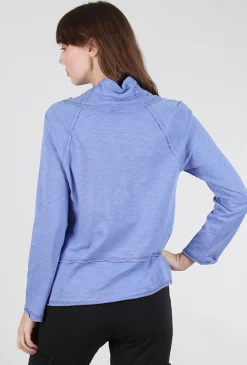 Best Sale Evie Lou Cotton Slub Pocket Pullover, Baja Blue