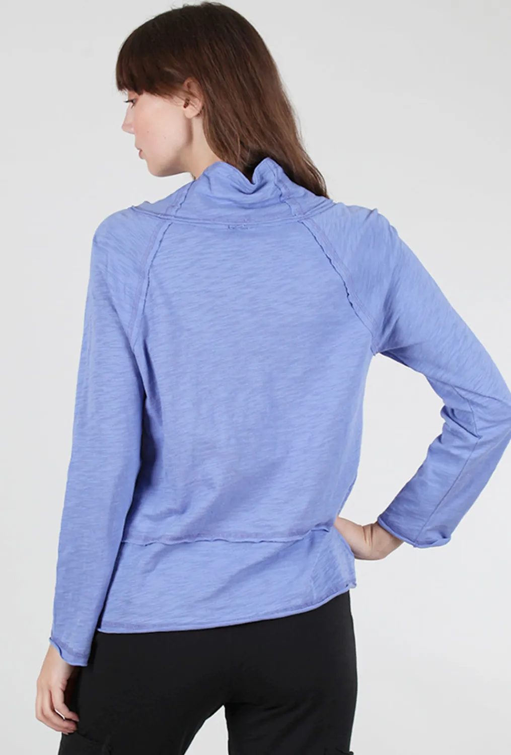 Best Sale Evie Lou Cotton Slub Pocket Pullover, Baja Blue