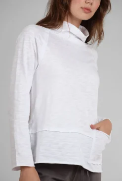 Hot Evie Lou Cotton Slub Pocket Pullover, White