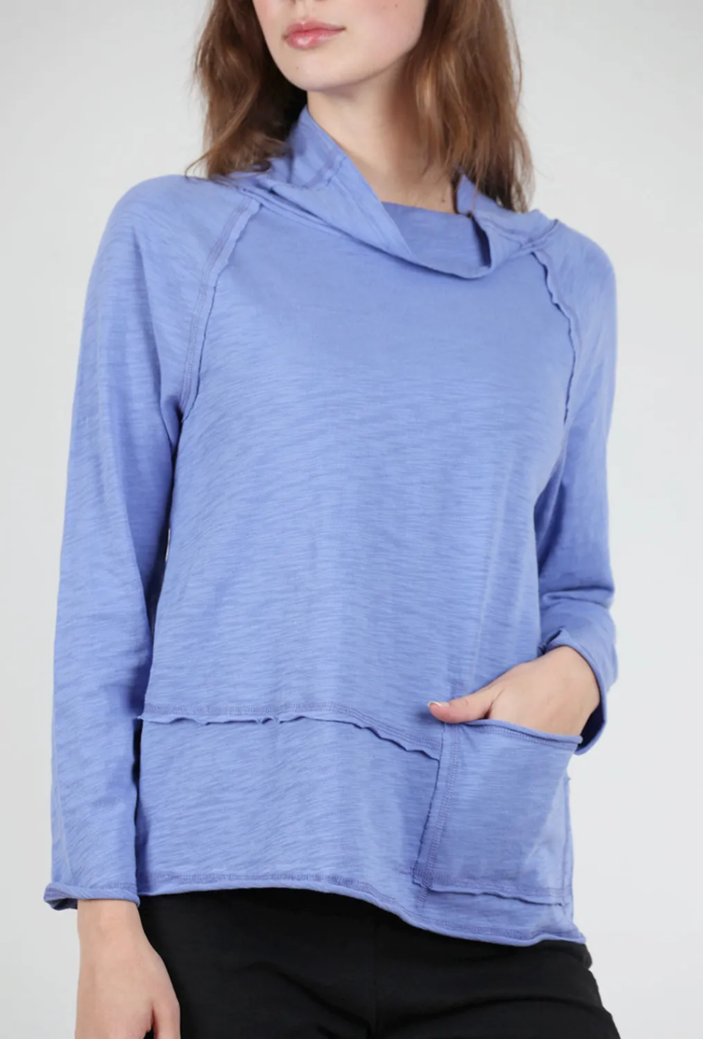Best Sale Evie Lou Cotton Slub Pocket Pullover, Baja Blue