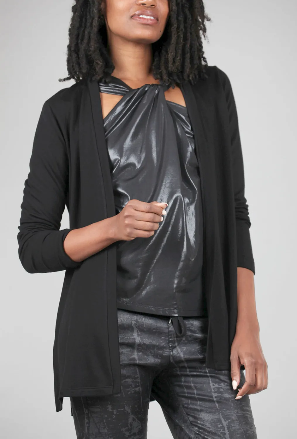 Hot Evie Lou Cozy Plush Cardie, Black