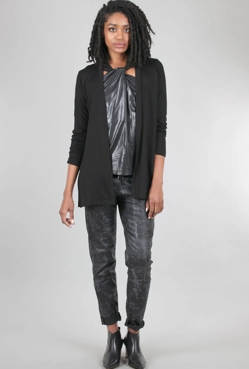 Hot Evie Lou Cozy Plush Cardie, Black