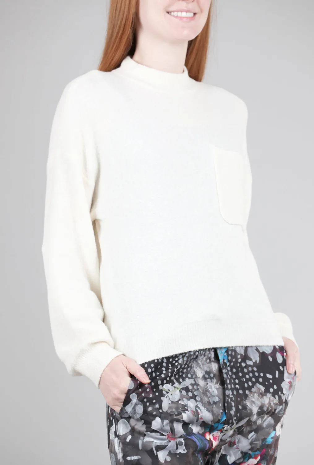 Flash Sale Evie Lou Cozy Pocket Sweater, Winter White
