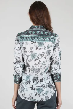 Best Sale Evie Lou Crinkle Cotton Shirt, Tunisia Seaglass