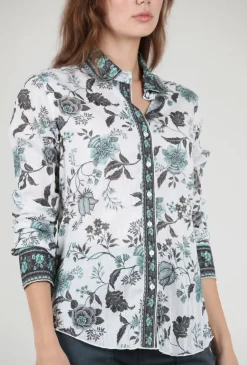 Best Sale Evie Lou Crinkle Cotton Shirt, Tunisia Seaglass