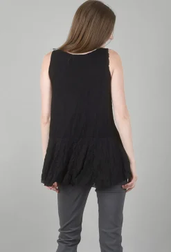 Store Evie Lou Crinkle Flutter Layer Tank, Black