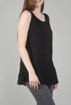 Store Evie Lou Crinkle Flutter Layer Tank, Black