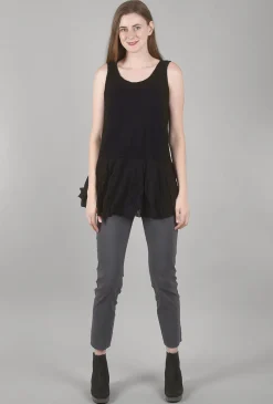 Store Evie Lou Crinkle Flutter Layer Tank, Black