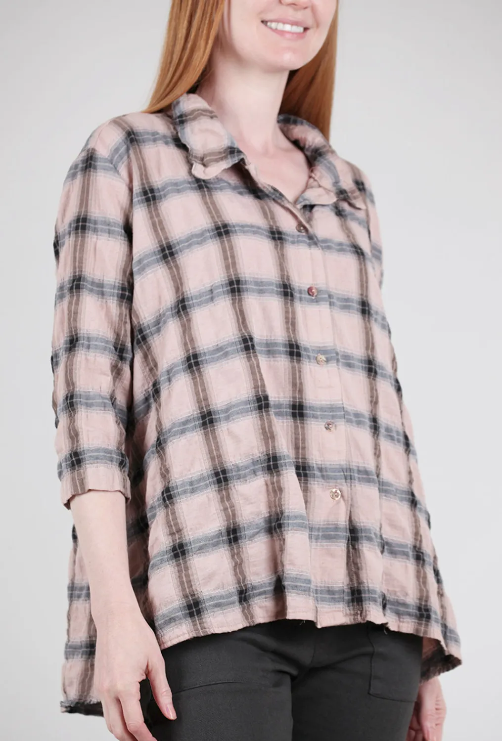Discount Evie Lou Crinkle Plaid High-Low Shirt, Rosen