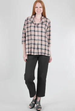 Discount Evie Lou Crinkle Plaid High-Low Shirt, Rosen