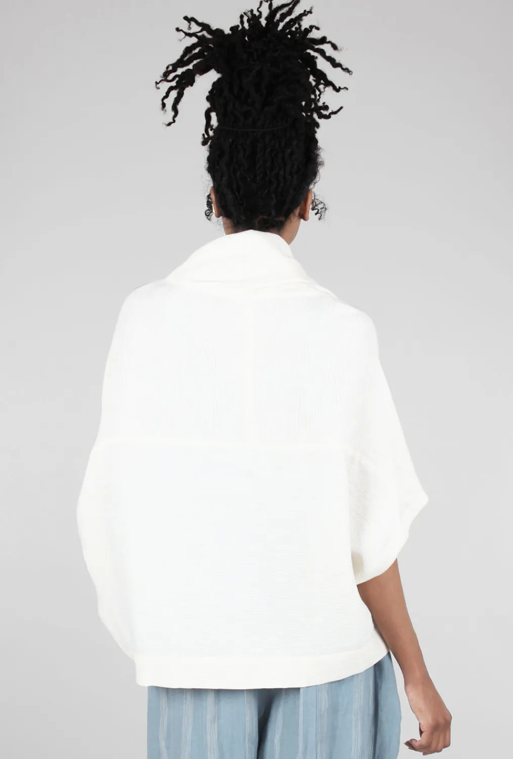 Fashion Evie Lou Crinkle Rib Jacket, Ivory