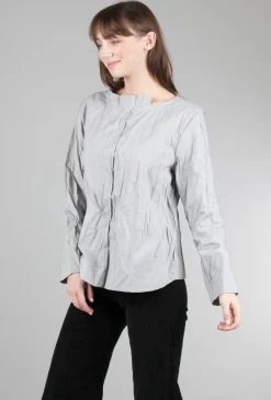 Discount Evie Lou Crinkle Tailored Top, Gray