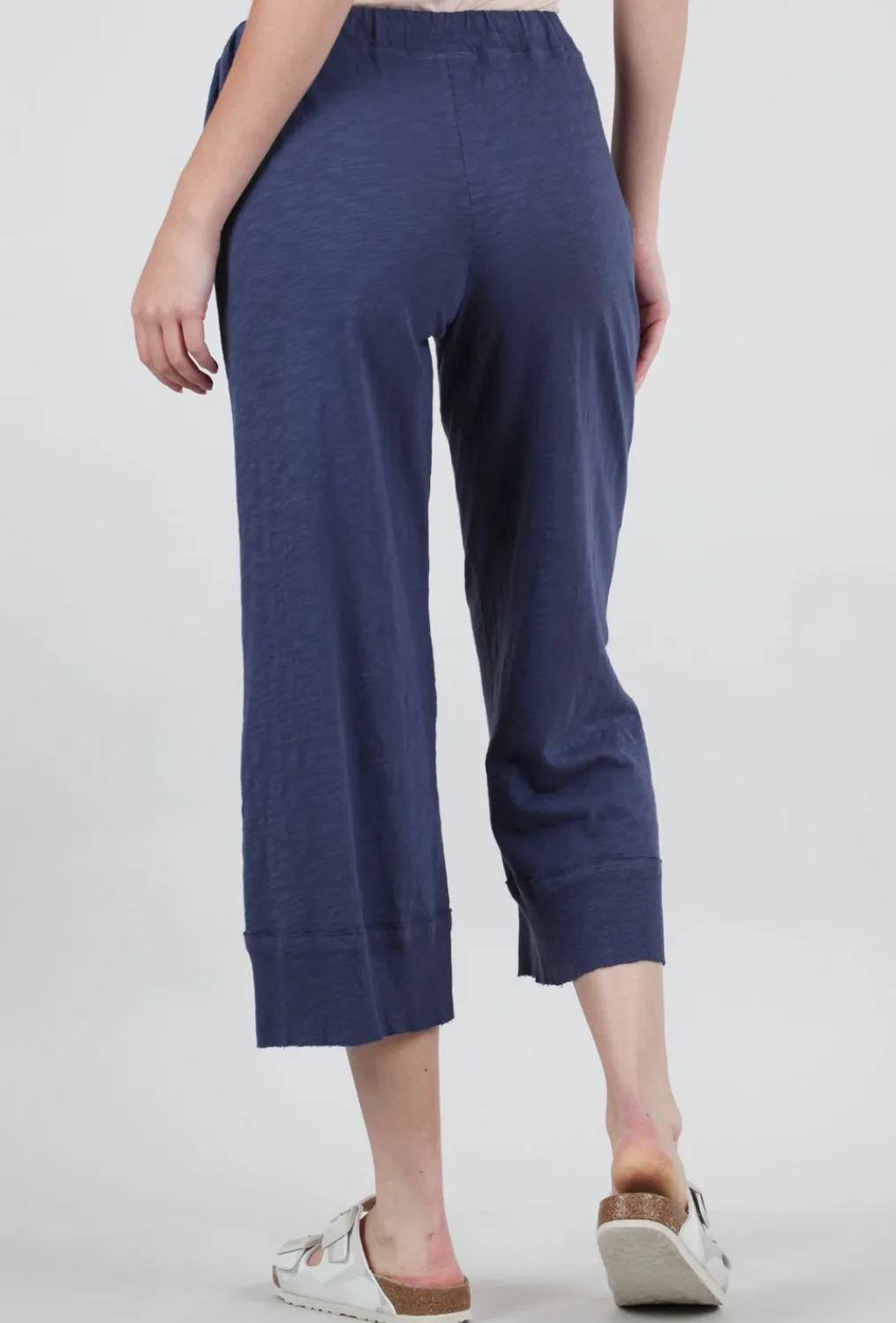 Fashion Evie Lou Crop Drawstring Rib Hem Jogger, Midnight Blue