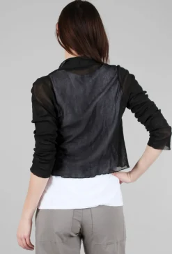 Hot Evie Lou Cropped Mesh Tulle Cardie, Black