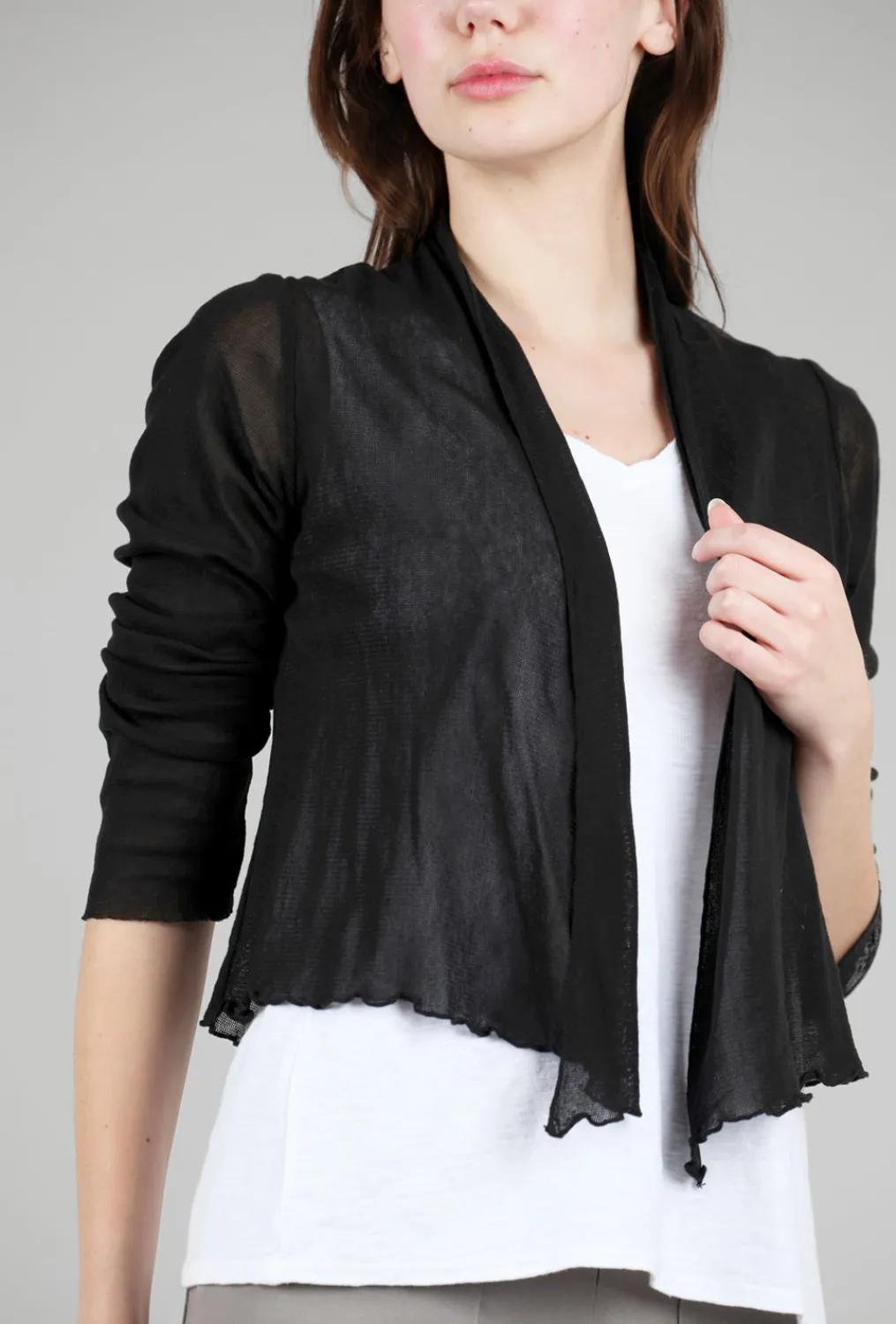 Hot Evie Lou Cropped Mesh Tulle Cardie, Black