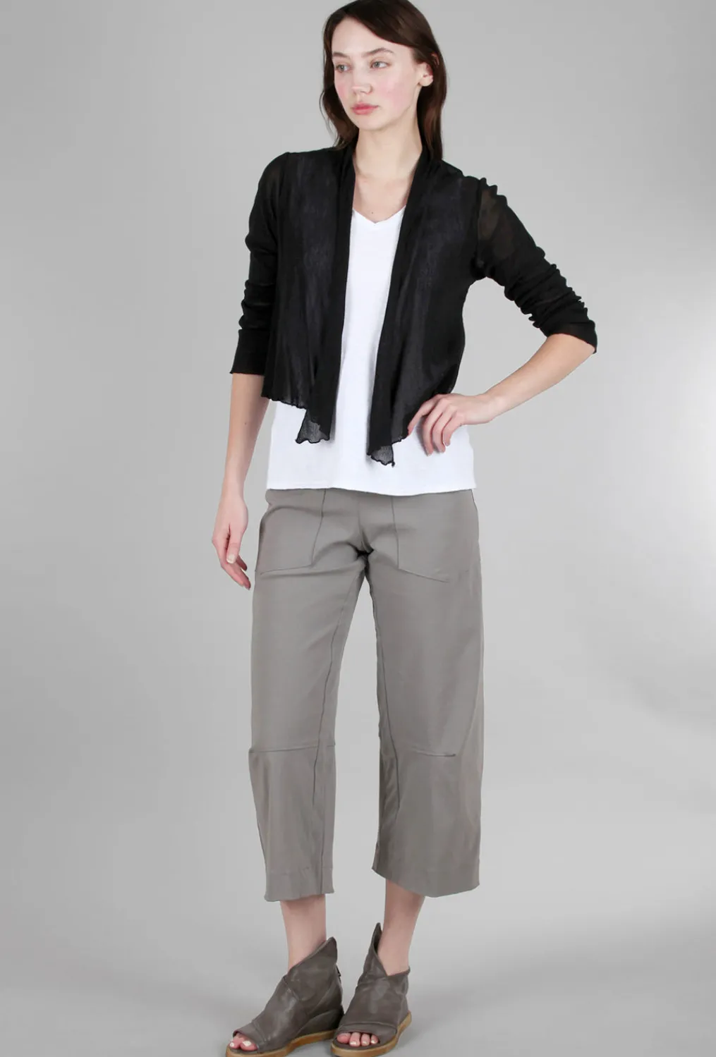 Hot Evie Lou Cropped Mesh Tulle Cardie, Black