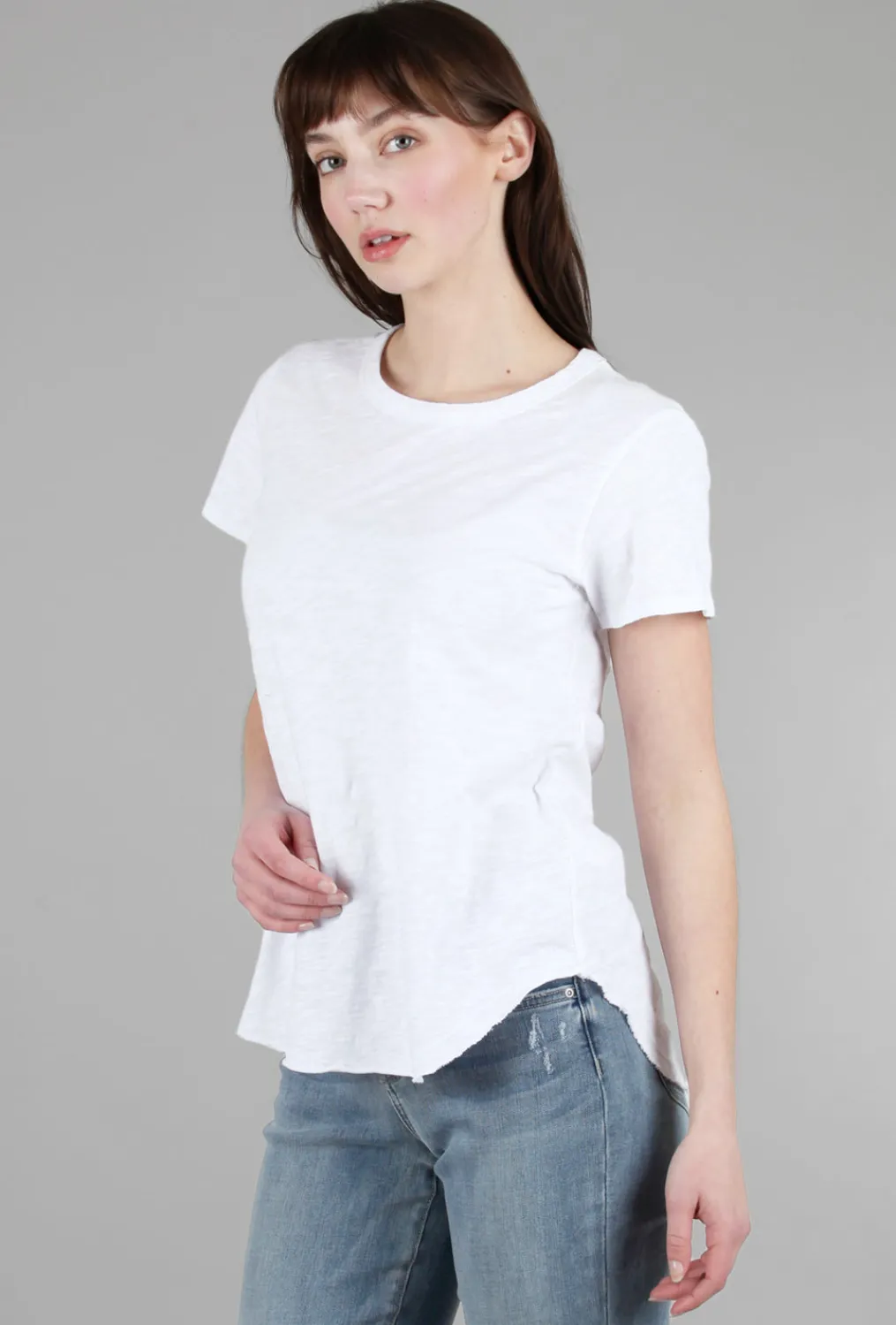 Flash Sale Evie Lou Curved Hem Crew T-Shirt, White