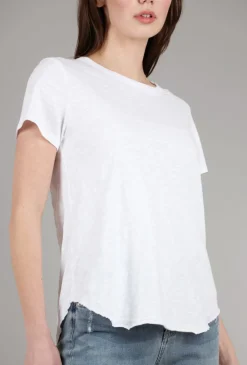Flash Sale Evie Lou Curved Hem Crew T-Shirt, White