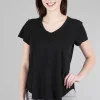 Store Evie Lou Curved Hem Vee Tee, Black