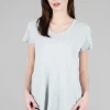 Outlet Evie Lou Curved Hem Vee Tee, Natural Gray