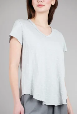 Outlet Evie Lou Curved Hem Vee Tee, Natural Gray