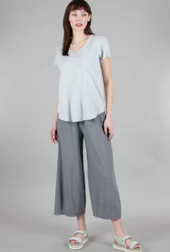 Outlet Evie Lou Curved Hem Vee Tee, Natural Gray