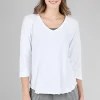 Discount Evie Lou Curved Hem Vee Tee, White