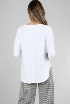 Discount Evie Lou Curved Hem Vee Tee, White